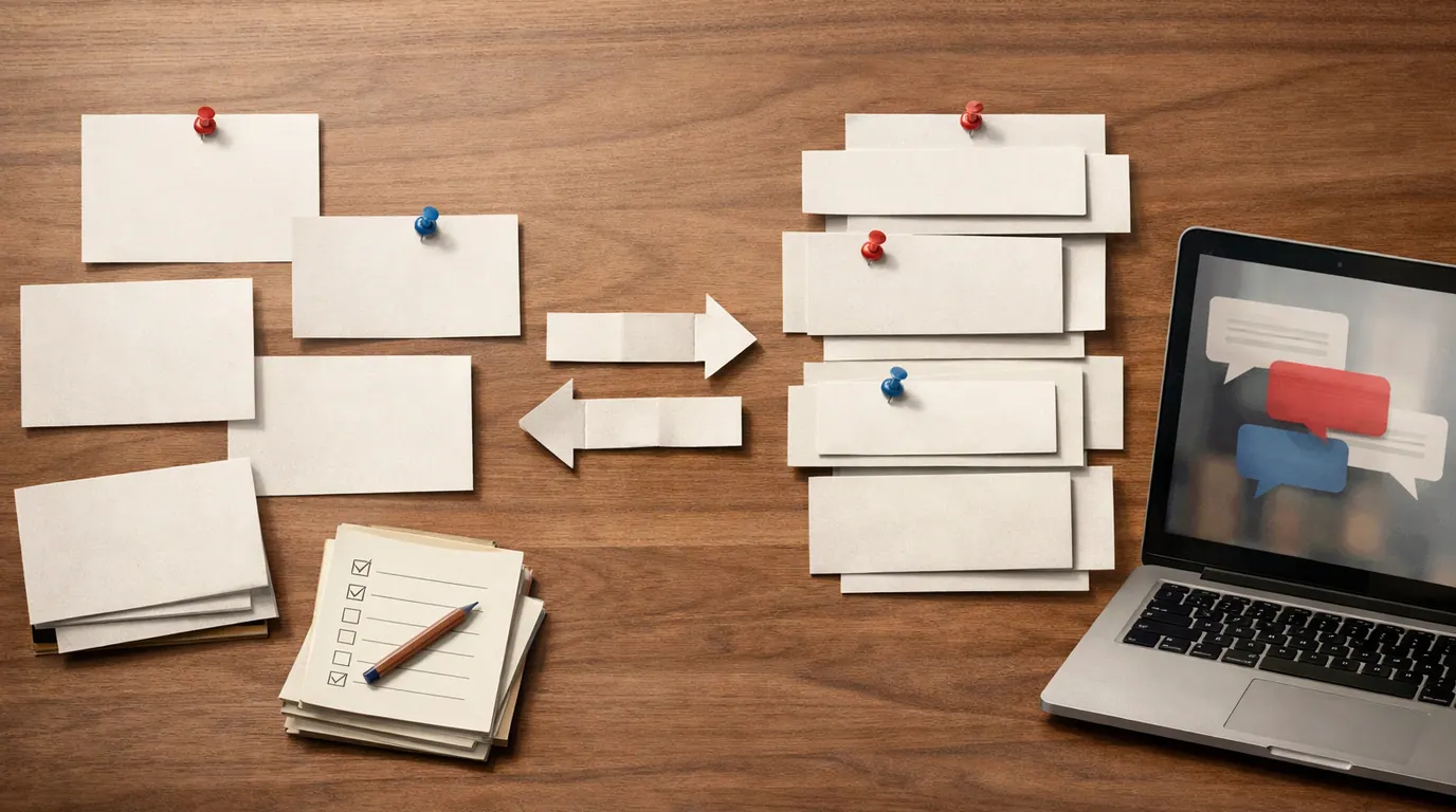 Prompt-building workbench with modular task, context, constraint, example, and review cards